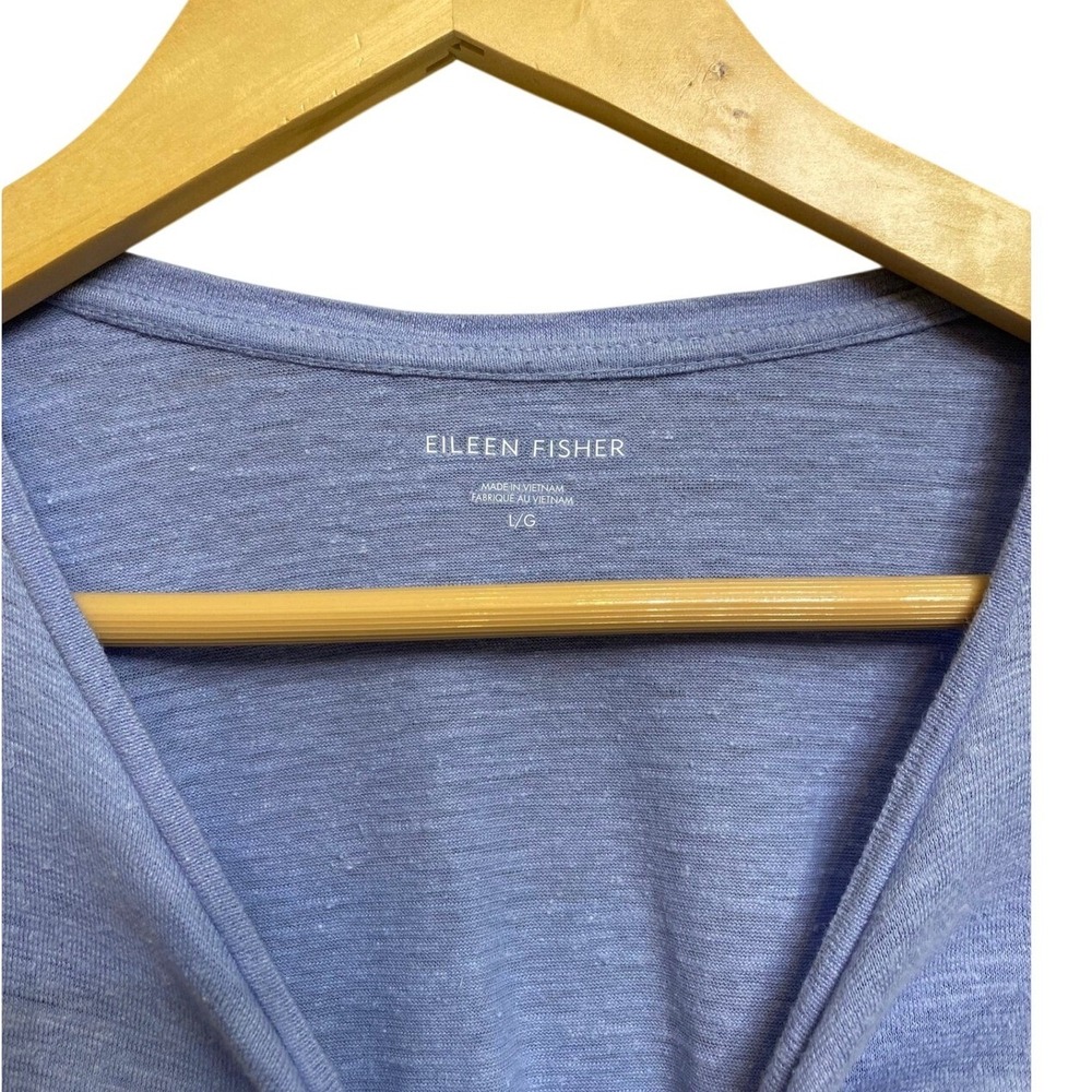 Eileen Fisher Hemp Organic Cotton Long Sleeve Tunic Top Periwinkle Blue Large - Picture 4 of 6